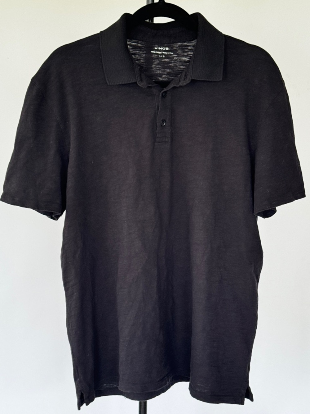 Vince Black Short-Sleeve Polo